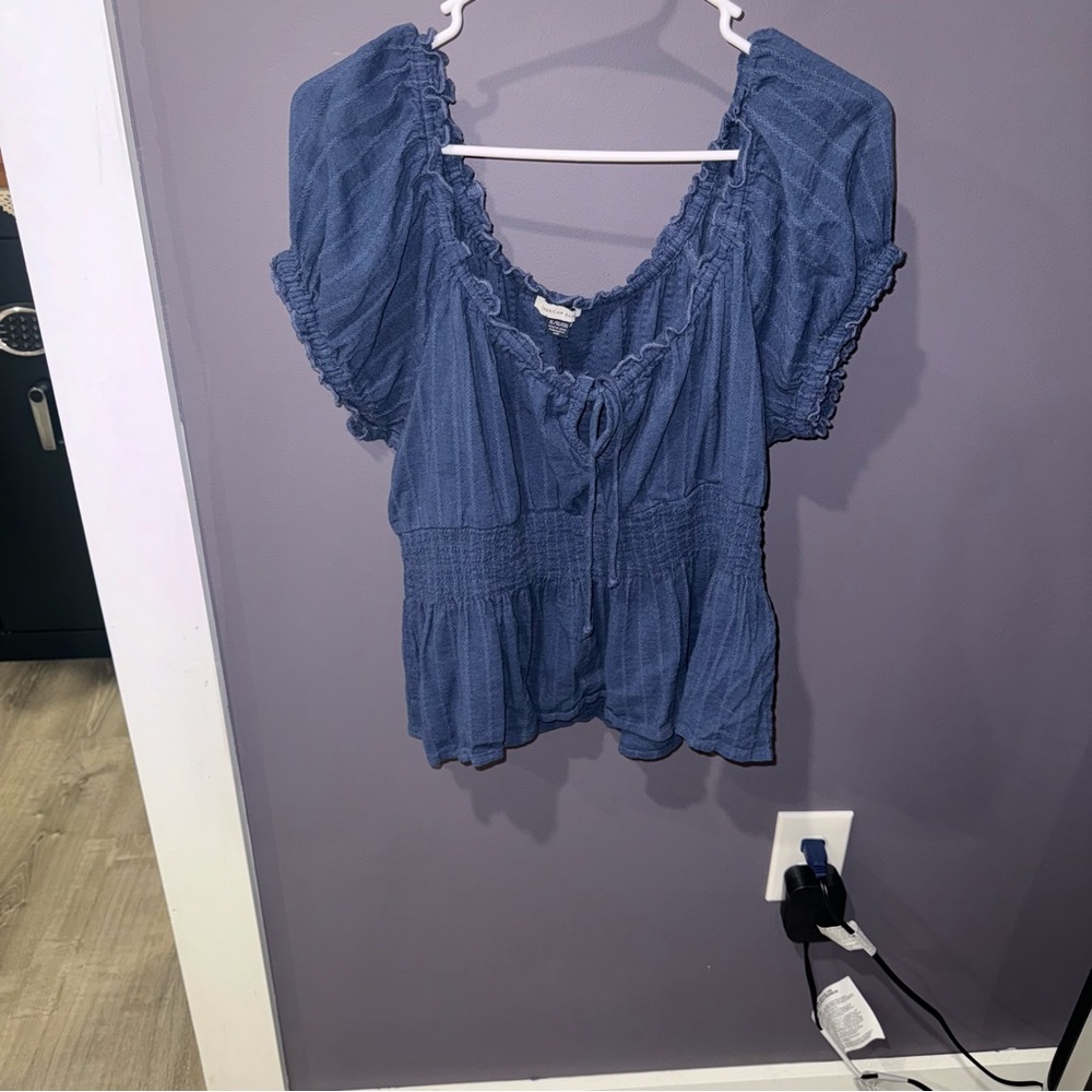 AE short-sleeve babydoll top- XL navy